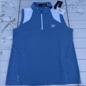 Ralph Lauren RLX Blue and White Zip Polo